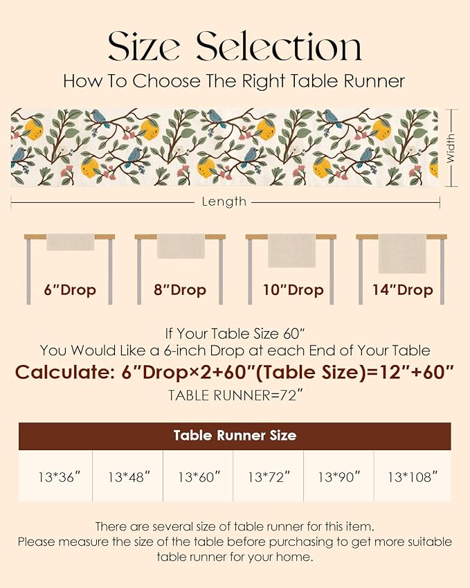 Canvas Embroidered Narrow 13"x 36" Table Runner, Lemon Bird | Exquisite - Image 6