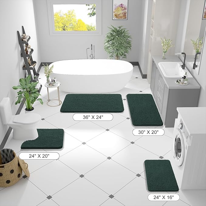 OLANLY Bathroom Rugs 36x24, Extra Soft Absorbent Chenille Bath Rugs, Rubber - Image 2