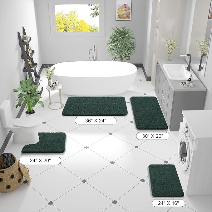 OLANLY Large Bathroom Rugs 40x32, Soft Absorbent Chenille Bath Rugs, Rubber - Image 2