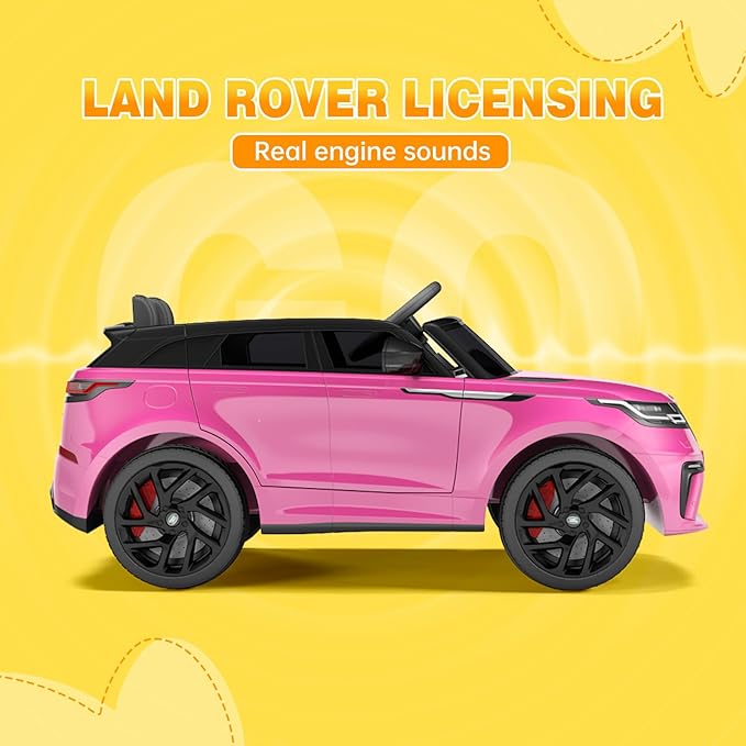 Hetoy Kids Ride On Car with Remote, Licensed Land Rover Kids Electric Car, Ride On Toys for Kids 3-8 with Mp3 Player, Rocking, Pull Rod, Pink