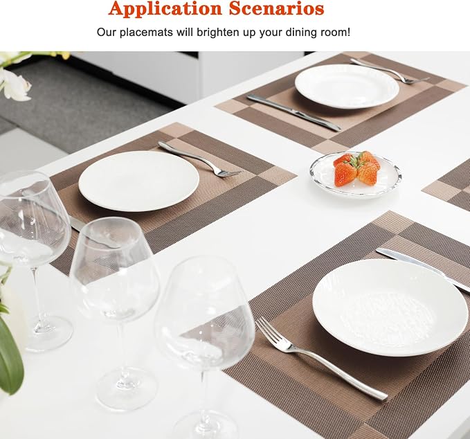 Placemats Set of 12, Vinyl PVC Heat Resistant Washable Placemats Set, Non Slip - Image 2