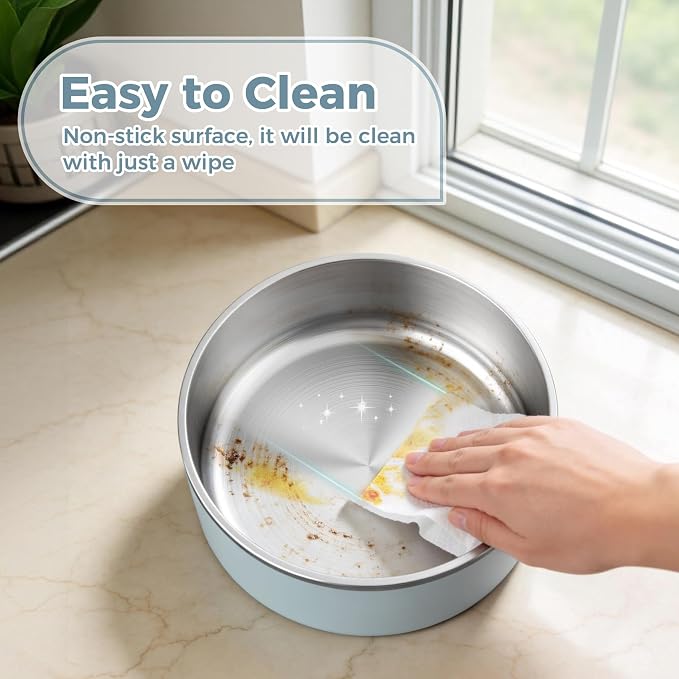 WENBOKMIN Dog Bowl, Stainless Steel Food and Water Bowl, Light Grey | Non Slip - Image 5