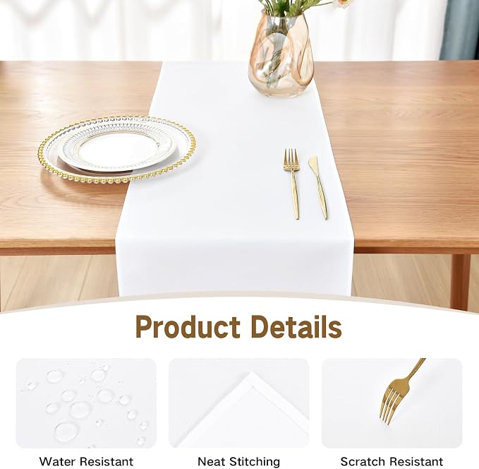 Faux Linen Table Runner Water Resistant 13 x 48 in, Coffee Table Runner - Image 3