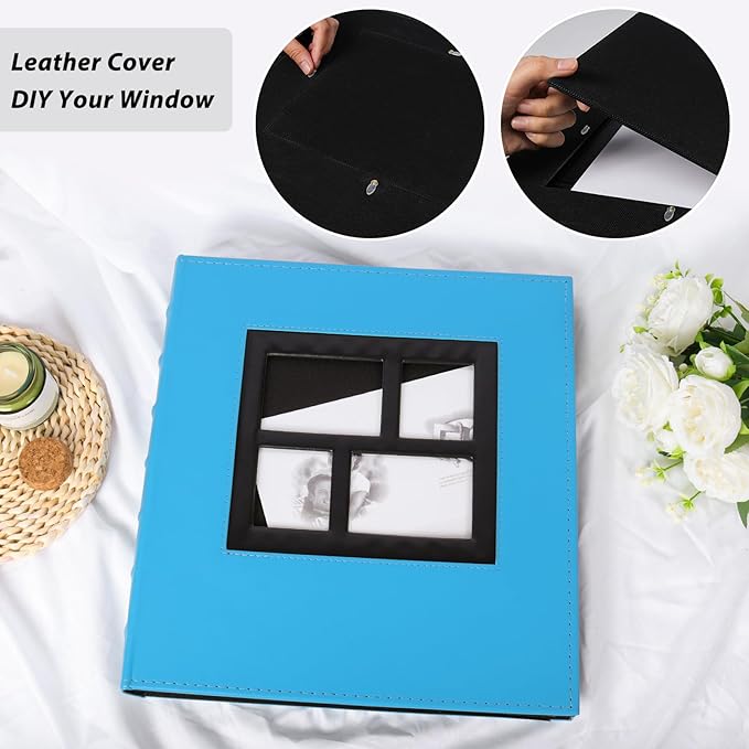 RECUTMS 600 Photos Photo Album 4x6, Large Capacity for Family Wedding Anniversary Baby Vacation Holds 600 Horizontal and Vertical Photos (Sky Blue)