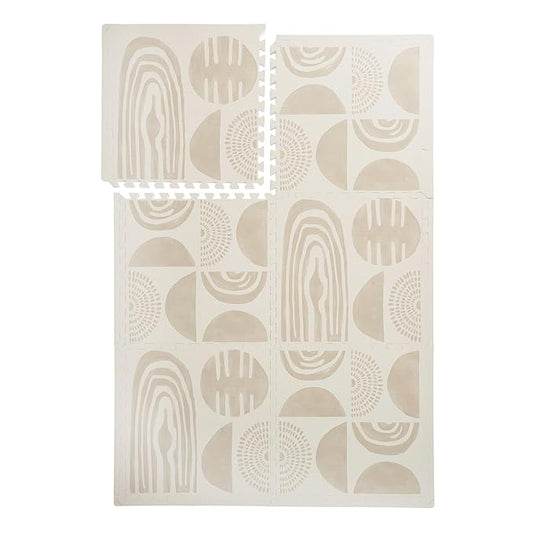 PopsyKosy Super 1 Inch Thick Premium Quality Exercise & Baby Foam Play Mats - Expandable & Large Non-Toxic Odorless Floor Mat - 6 Tiles Spacious 6x4ft - Peel-Resistant - Desert Sand