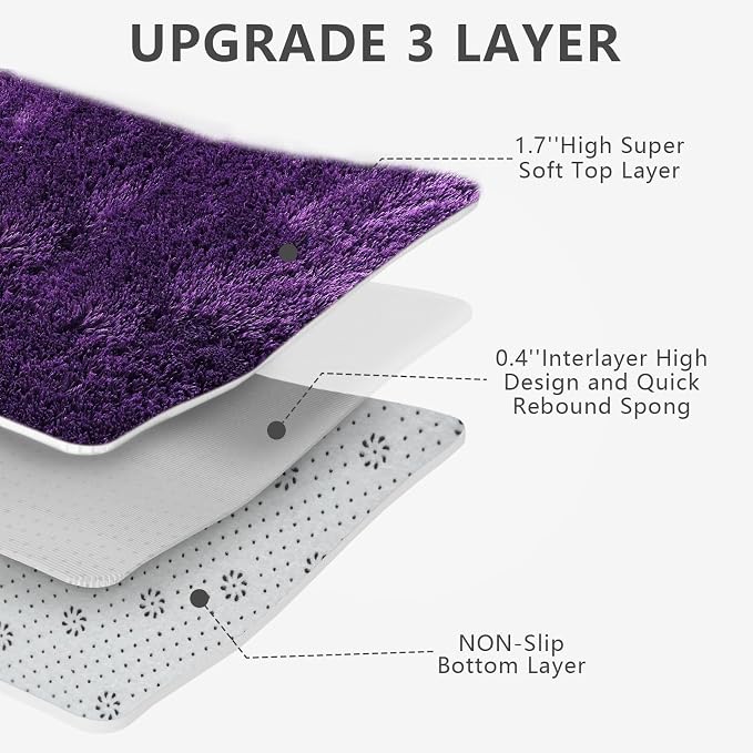 Shag Area Rugs for Bedroom Living Room, 8X10 Ultra Soft Purple Fluffy Area Rugs - Image 6