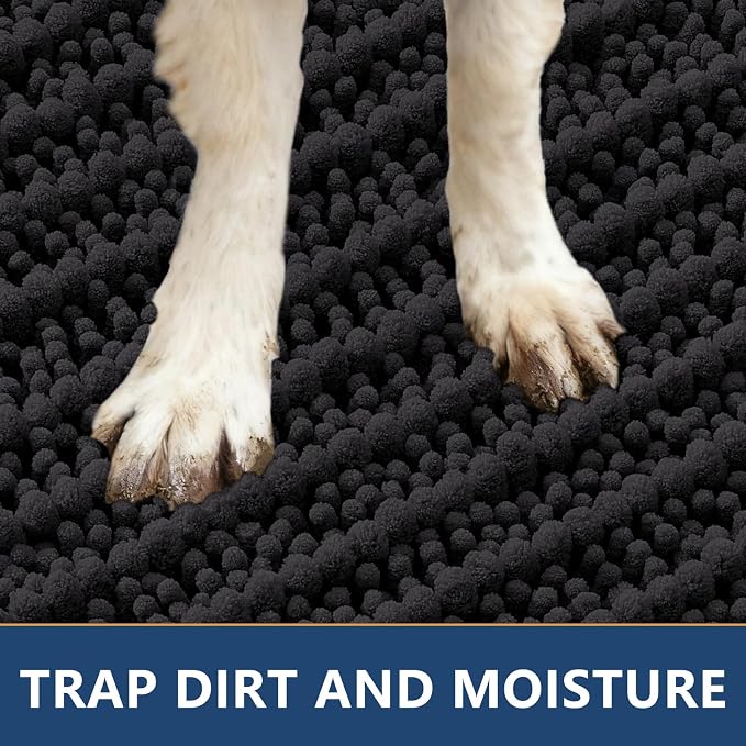 Smiry Dog Door Mat for Muddy Paws 47x17, Absorbent Dirt Trapper, Non-Slip - Image 4