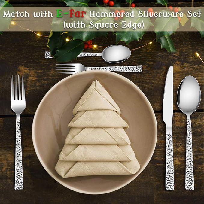 E-far 6-piece Hammered Dinner Forks Set, 7.9 Inch Stainless Steel Forks - Image 7