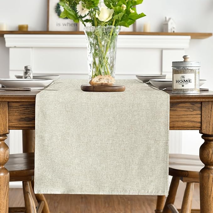 Artoid Mode Beige Table Runner, Seasonal Summer Fall Washable Kitchen Dining - Image 2