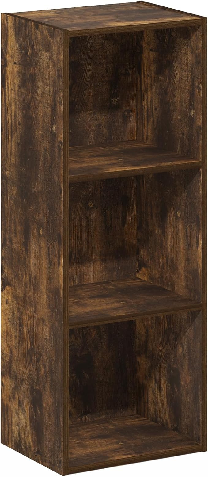 Furinno Luder 3-Tier Open Shelf Bookcase, Bookshelf, Amber Pine