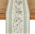 Artoid Mode Green Printed Lace Floral 210 GSM Spring Table Runner, Seasonal by ArtoidMode
