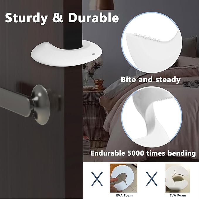 Door Pinch Guard and Door Slam Stopper, Durable Silicone Door Finger Pinch Guard, Prevents Finger Pinch Injuries, Slamming Doors, Door Safety for Kids, 4 Packs White Basic.