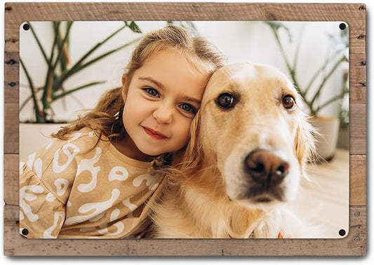 MUNDAZE Custom Portrait Metal Print on Reclaimed Wood Pallet Frame – Personalized Family Photo Gift – Glossy Aluminum Wall Art Keepsake – Made and Shipped in USA (10 x 7)