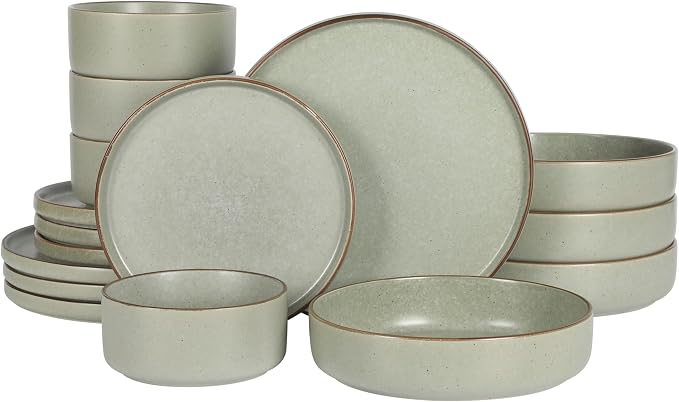Gibson Elite Gelston Stoneware Matte Reactive Glaze 16 Piece Plates and Bowl by GibsonHomewares