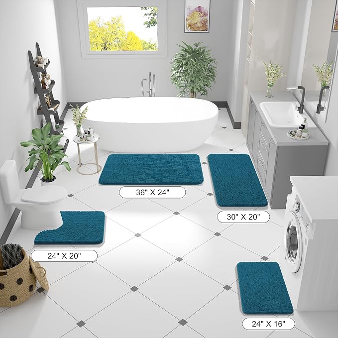 OLANLY Bathroom Runner Rugs 47x24, Soft Absorbent Chenille Bath Rugs, Rubber - Image 2