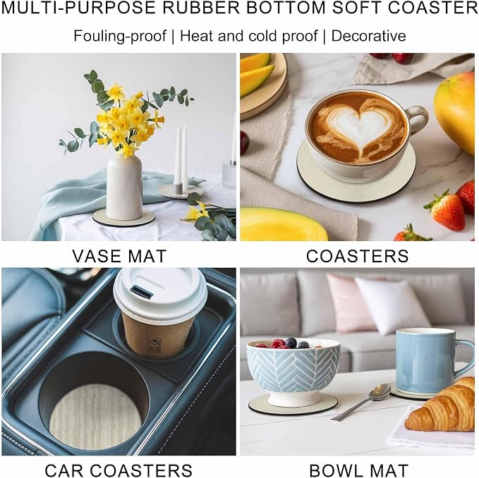 Beige Coasters Set of 4, Absorbent Coasters - Image 6