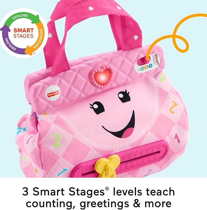 Fisher-Price Baby & Toddler Toy Laugh & Learn My Smart Purse with Lights, Learning Songs & 5 Accessories for Infants Ages 6+ Months