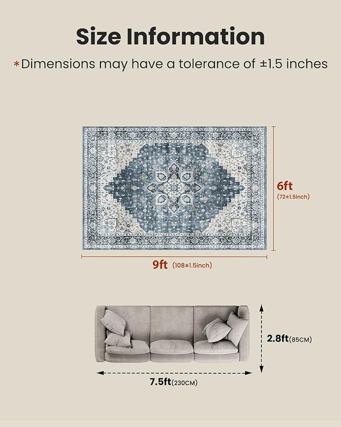 AMADA HOMEFURNISHING 6x9 Area Rugs, Vintage Rugs - Image 2