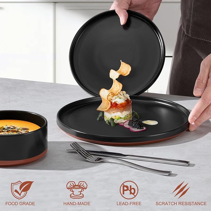 LIANYU 24 Piece Dinnerware Set for 8, Modern Style Stoneware Dinnerware Set | - Image 3