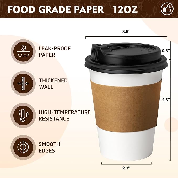 YEEHAW 12 oz 500 Pack Disposable Coffee Cups - Image 2