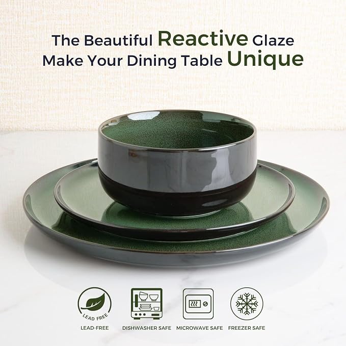 LERATIO Ceramic Plates Set of 6, 8.5 Inch Reactive Glaze Light Weight Porcelain - Image 2