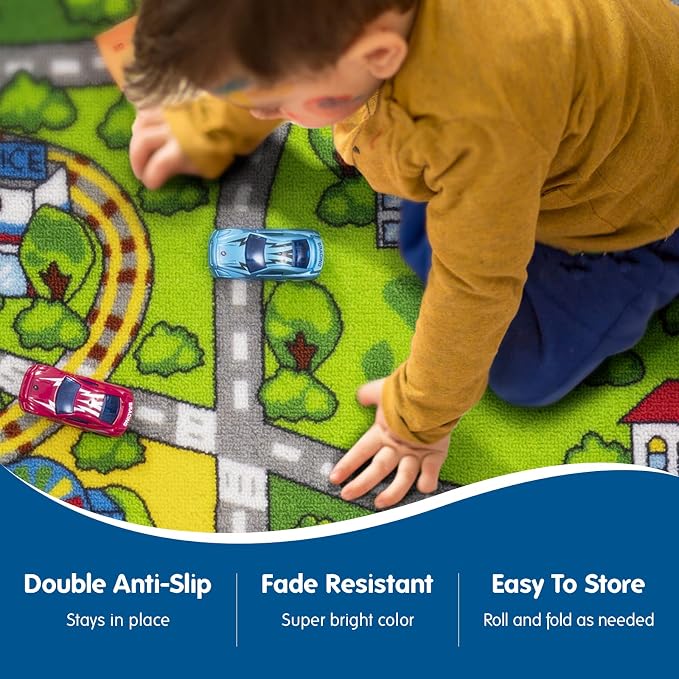 Booooom Jackson Car Rug with Exquisite Box, Washable Rug Kids Area Rug Play Mat - Image 3