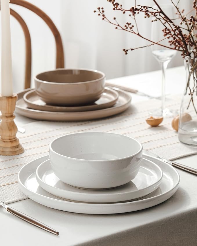 Famiware Milkyway 24-Piece Stoneware Dinnerware Set, Dishes Set - Image 4