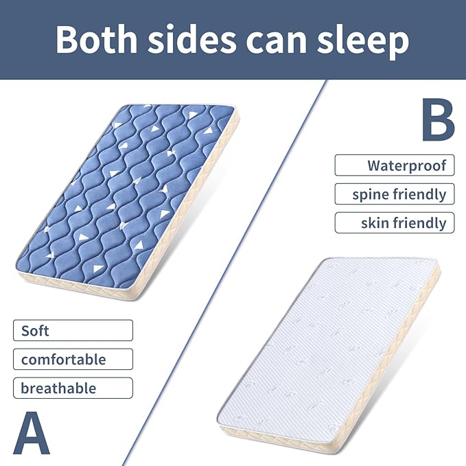 Baby Bassinet Mattress 32x 18 inches- Firm Support and Comfort Premium Foam,Noiseless and Odorless,Hypoallergenic Small Crib Mattress, Fits Moses Basket, Dual Sided with Soft Breathable Fabric