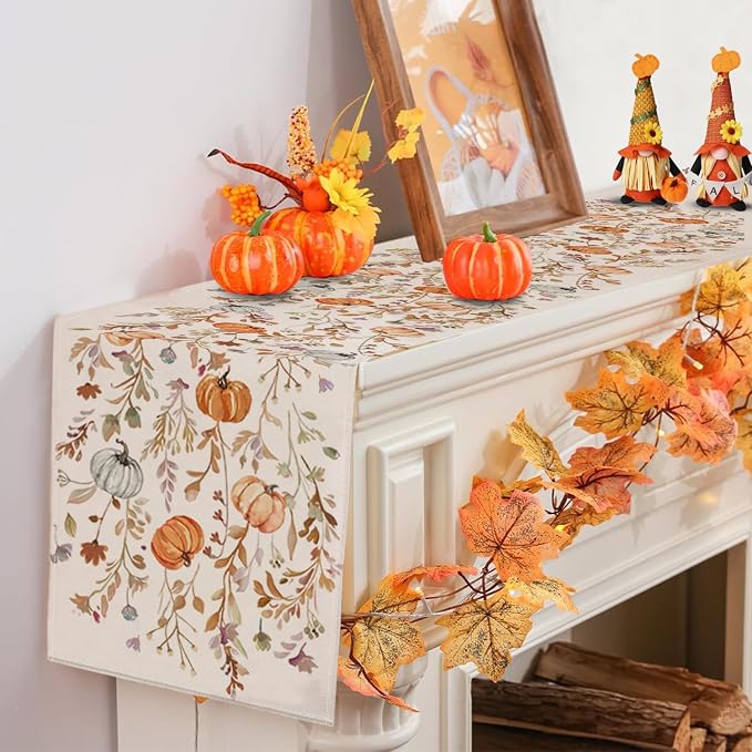 RABUSOFA Fall Table Runner 13x108 Inch Pumpkins Fall Decor - Image 6