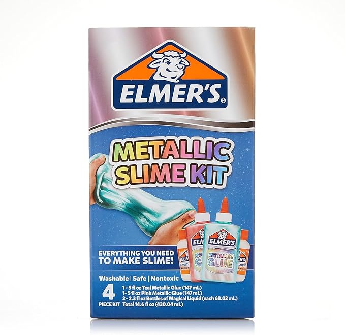 Elmer’s Metallic Slime Kit, Includes Glue and Magical Liquid Activator, 4 Piece Kit - Perfect for Parties, Gift, Kids Activity Time