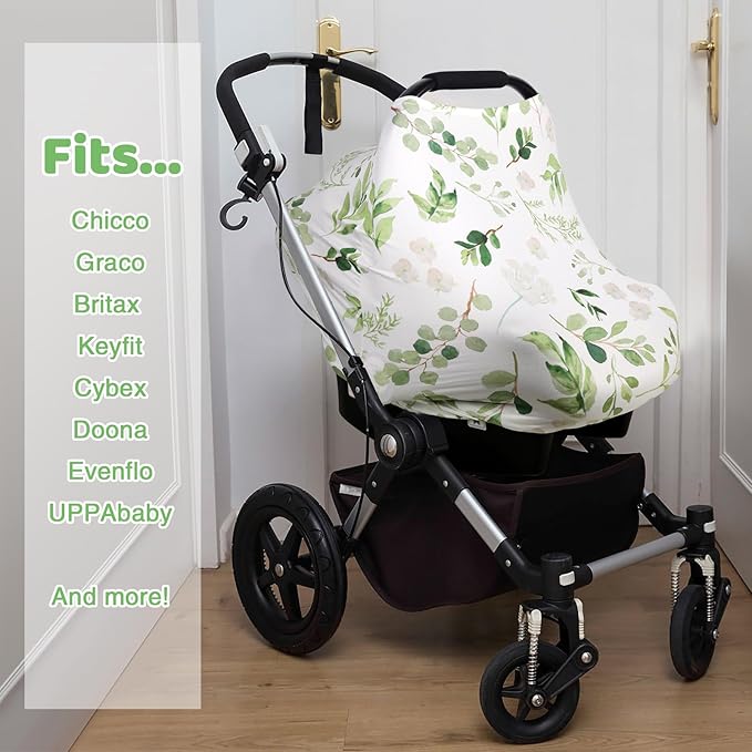 Nursing Cover Breastfeeding Scarf, Car Seat Covers for Babies Infant Carseat Canopy, Stretchy Soft Breathable Multi-Use Cover Ups for Stroller High Chair Shopping Cart, Baby Essentials for Summer
