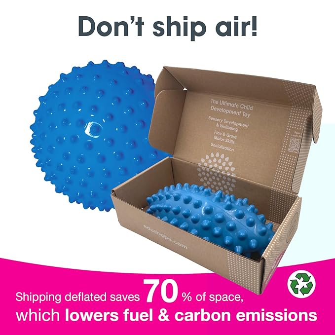 Edushape Original Sensory Ball for Baby - 7" Deflated Blue Color Baby Ball Helps Enhance Gross Motor Skills for Kids 6 Months & Up