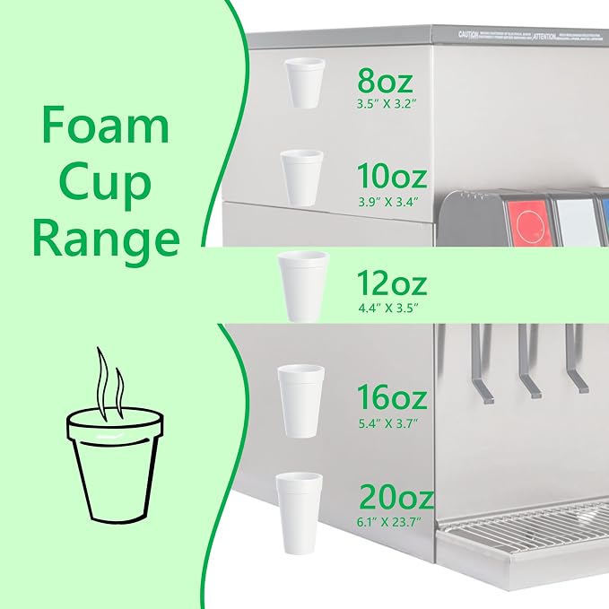 12 OZ Foam Cups for Hot & Cold Drinks, USA-Made 100-Pack - Image 3