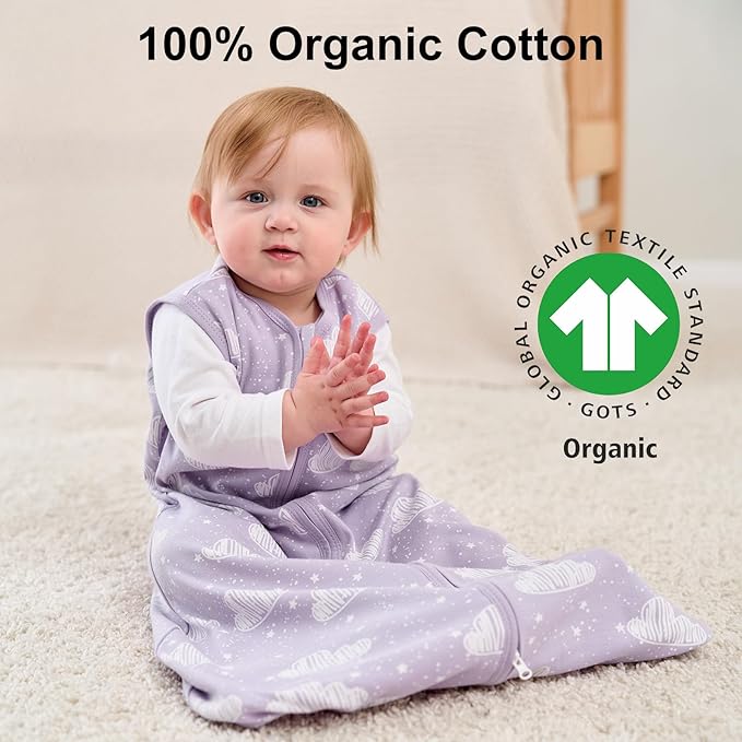 Yoofoss Baby Sleep Sack 6-12 Months Baby Wearable Blanket 100% Cotton 2-Way Zipper TOG 0.5 Toddler Sleeping Sack 3 Pack, Lightweight Sleep Sacks for Babies(Medium)