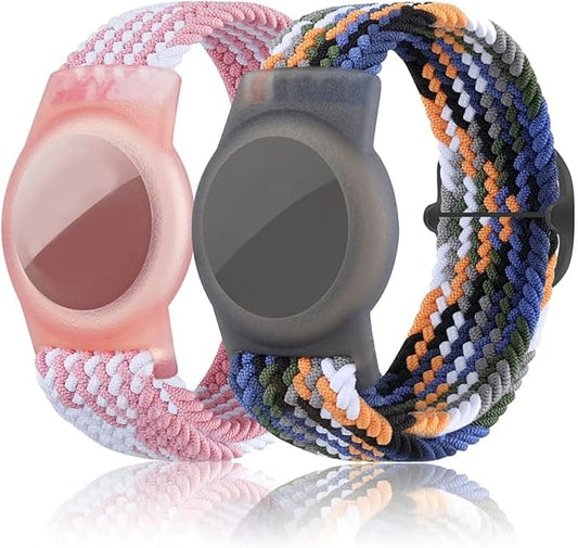 2 Pack Kids Bracelet Compatible with AirTag, GPS Kid Tracker Holder Braided Wristband for Apple Air Tag, 2022 Upgraded Nylon Adjustable Anti Lost Airtag Watch Band for Kids Children Elders