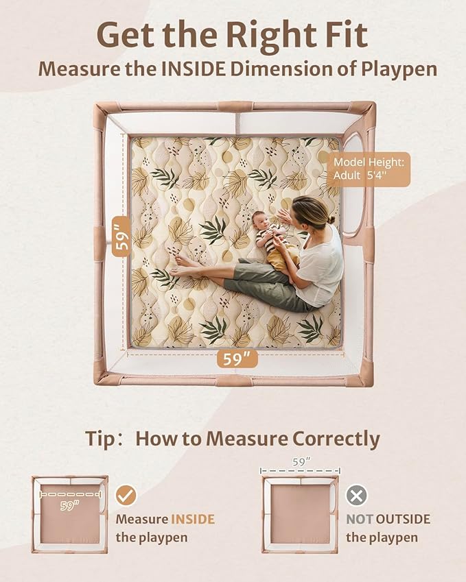 Blissful Diary Baby Play Mat, 47x47 Infant Play Mat for Playpen, Thicken Foam Cushioned Baby Mat for Floor, Non-Slip Kids Play Mat, Washable Baby Playmat for Babies,Toddlers, Earth Tones Design