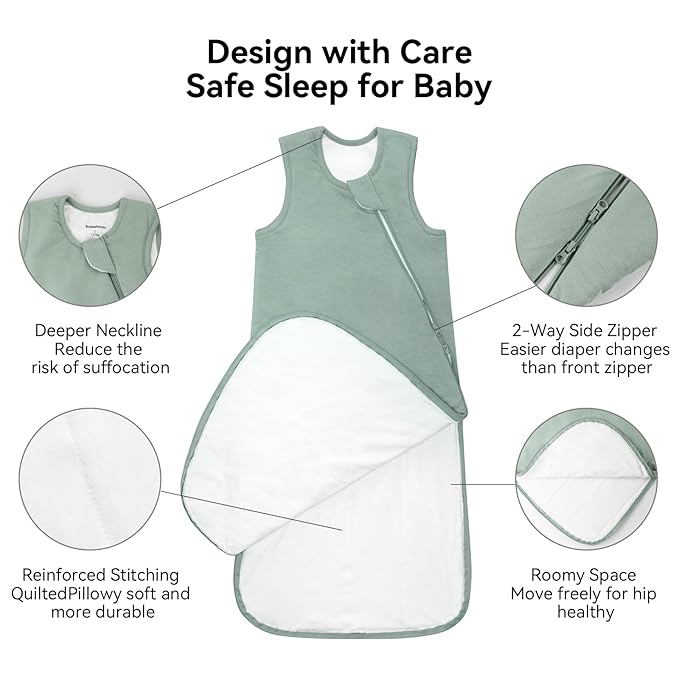 Rayon Made from Bamboo Sleep Sack 12-18 Months 1.0 Tog Ultra Soft Baby Wearable Blanket Toddler Sleeping Sack for Babies Unisex Girl Boy 2-Way Zipper Baby Sleeping Bag Breathable Lightweight Large