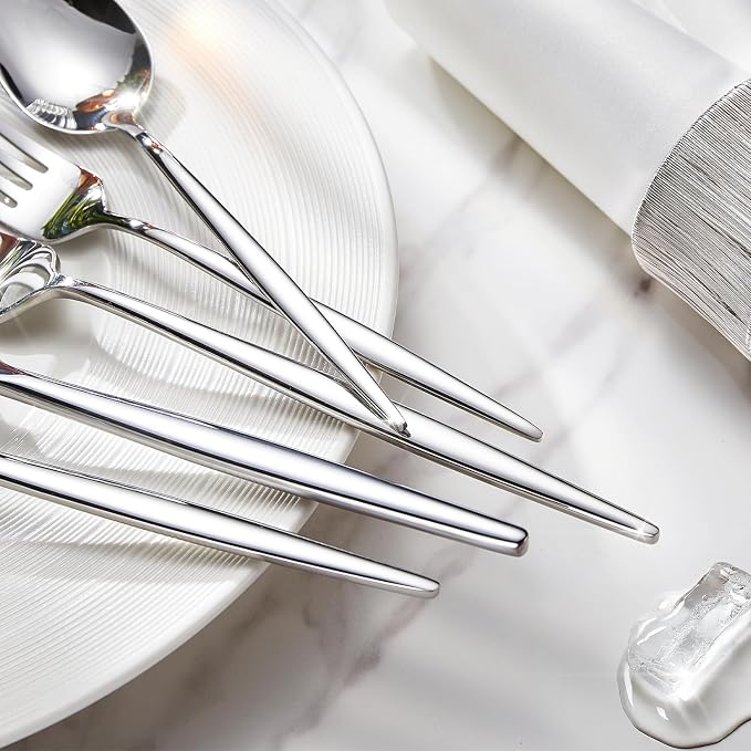 18/10 Silverware Set for 12, 60 Piece Stainless Steel Flatware Cutlery Set | - Image 3