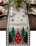 Christmas Trees Table Runner 72 Inches Long, Xmas Snowflake Retro Table Runners by Unknown