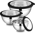 LIANYU Mixing Bowls Sets of 3, Stainless Steel Metal Bowl by LIANYU