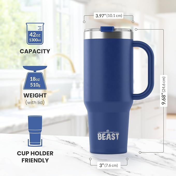 Beast 42 oz Tumbler with Handle Stainless Steel Vacuum Insulated Coffee Ice Cup - Image 7