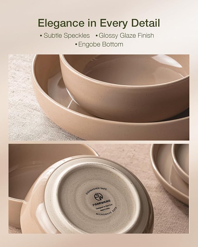 Famiware Milkyway 16-Piece Stoneware Plates and Bowls, Cinnamon Brown | - Image 5