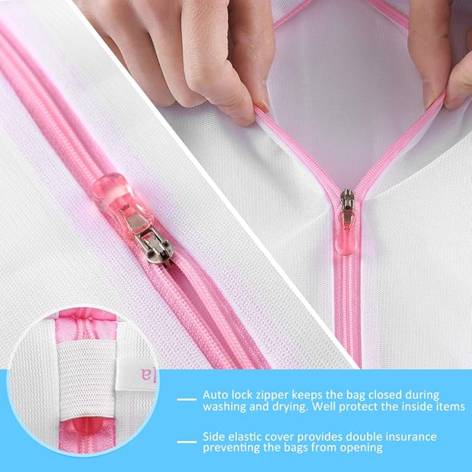 GOGOODA 4 Pcs Mesh Laundry Bag for Bras Lingerie Wash Bag for Delicates, Large, 4 Pack