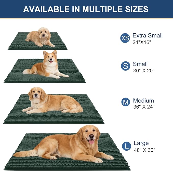 OLANLY Dog Door Mat for Muddy Paws 47x24, Ultra Absorbent Chenille Mud Doormat - Image 2