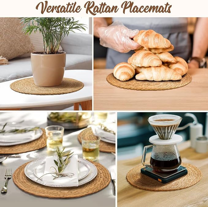 BAVIFY 13" Round Woven Placemats Set of 6, Plate Chargers - Image 6