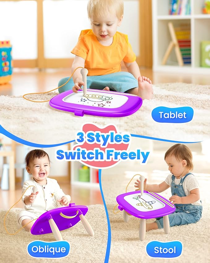 Doodle Board for Toddler Toys Age 1-2, Magnetic Writing Board, Preschool Learning and Educational Toys for 1 2 3 Years Old Girl Boy Gift for Birthday -Purple