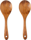 Large Teak Wood Spoons for Cooking, 13-Inch Teak Wooden Salad Serving Spoon Set by SeoTin