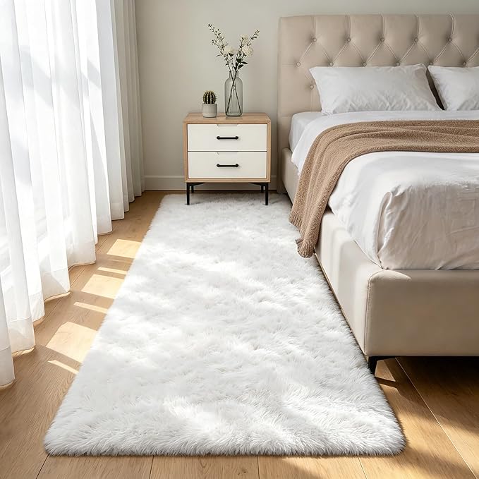 Shag Runner Rug for Bedroom Living Room 3x7 Upgrade Non-Slip Fluffy Soft by Boshengya