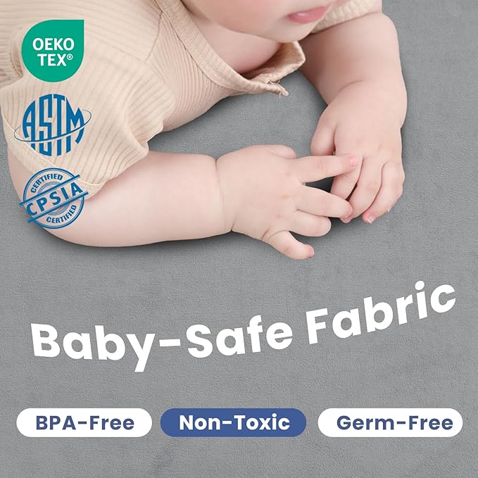 Baby Play Mat for Floor,1.3" Thick Memory foam Tummy Time Mat,Water Repellent Soft Velvet Nursery Rug,Extra Large Non Slip for Crawling,Toddlers,Infants,kids,Tatami Style for Living Room(Dark Grey)