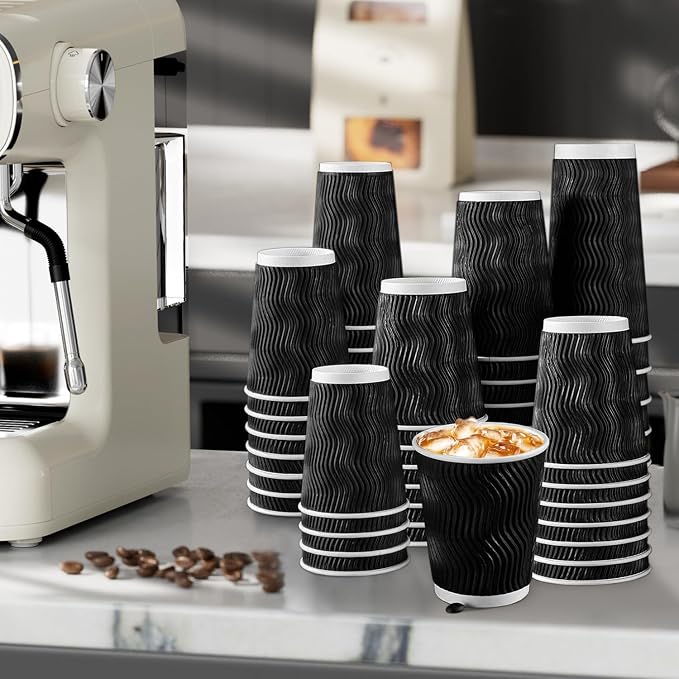 Lamosi 120 Pack 8 oz Disposable Coffee Cups, Insulated Corrugated Paper Cup | - Image 6